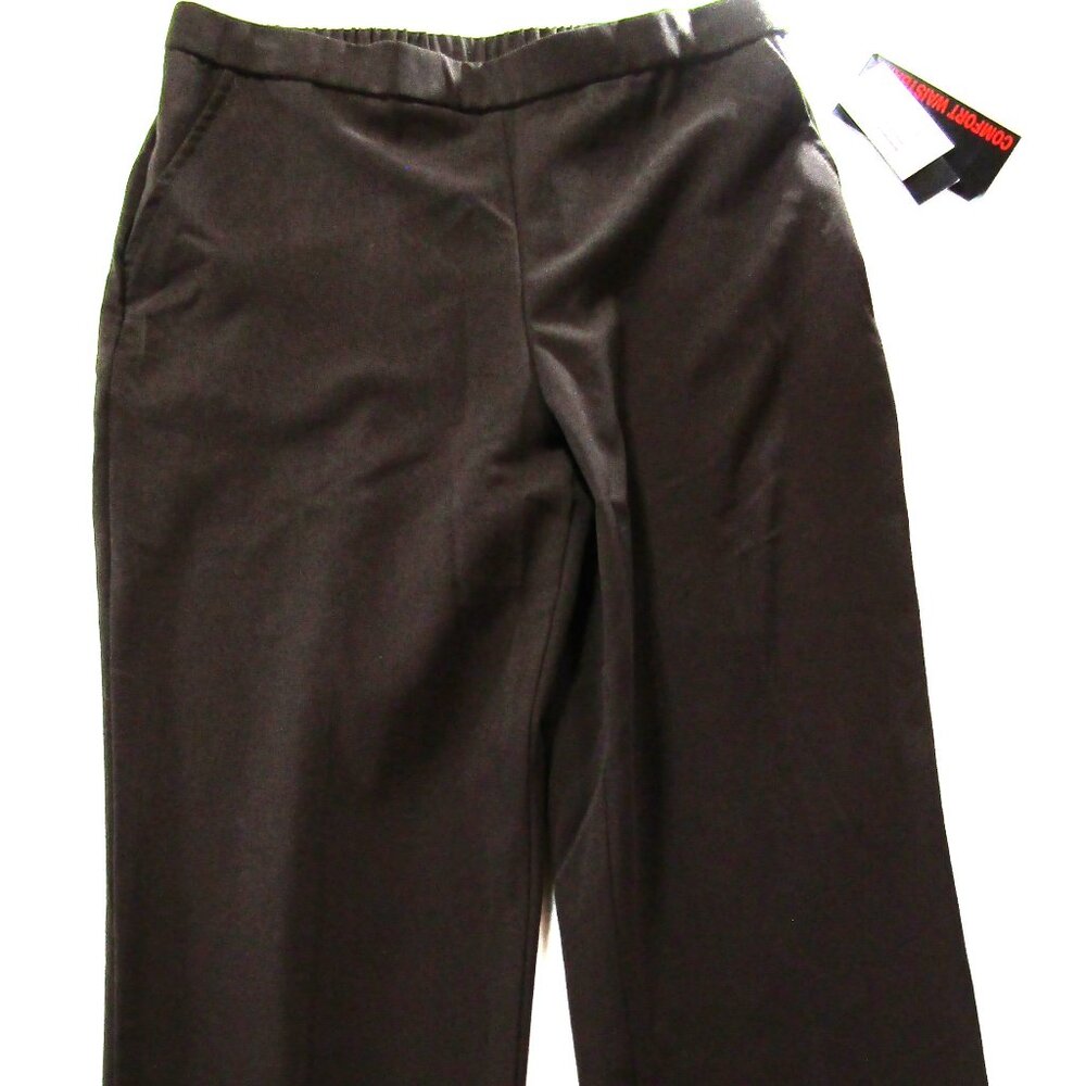 Briggs New York Womens Pants Size 12p Brown Elastic Waist Pockets Pull On